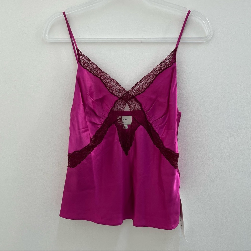 Cami NYC Florentine Lace-Trim Silk Cami in Magnolia Size 2